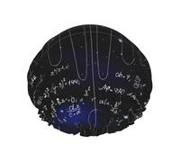 Xiso Ver Mathematica Science Shower Cap for Women Double Waterproof Layers Bath Hats Elastic and Reusable Hair Caps for Long Thick Hair Soft Bath Shower Hair Hat