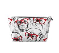 Xiso Ver Monkey Leather Cosmetic Bag for Women Small Makeup Bag for Purse Travel Cosmetic Pouch for Makeup Brushes Lipsticks, Silver, One Size