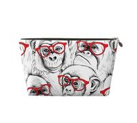 Xiso Ver Monkey Leather Cosmetic Bag for Women Small Makeup Bag for Purse Travel Cosmetic Pouch for Makeup Brushes Lipsticks, Gold, One Size