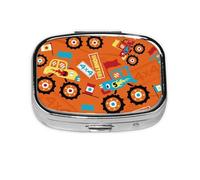 Xiso Ver Monster Truck Pill Box Portable Metal Pill Organizer 2 Compartment Medicine Small Pill Case for Purses Compact Travel Medicine Holder for Vitamins Medication