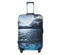Xiso Ver Moon Illuminating The Ocean Luggage Cover Washable Elasticated Luggage Covers for Suitcase tsa Approved Stylish Dust and Scratch Resistant Luggage Case Protector, Black, S (18.8-20.8 in