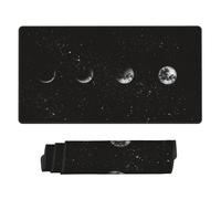 Xiso Ver Moon Phases Large Gaming Mouse Pad 29.5 x 15.8 in Keyboard Mouse Mat Desk Keyboard Pad for Work, Play, Office, Home with Non-Slip Rubber Base Stitched Edges