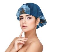 Xiso Ver Mountain Cottage In Snow And Northern Lights Satin Bonnet Silk Bonnet for Sleeping with Adjustable Straps Hair Cap Double Layer Satin Lined Sleep Caps for Women's Natural & Curly Hair