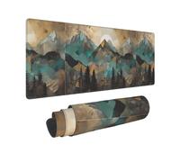 Xiso Ver Mountains Trees Landscape Sunrise Large Gaming Mouse Pad 31.5 x 11.8in Keyboard Mouse Mat Desk Keyboard Pad for Work, Play, Office, Home with Non-Slip Rubber Base Stitched Edges