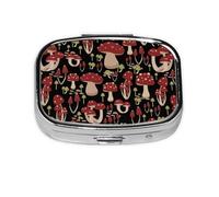 Xiso Ver Mushroom Pill Box Portable Metal Pill Organizer 2 Compartment Medicine Small Pill Case for Purses Compact Travel Medicine Holder for Vitamins Medication