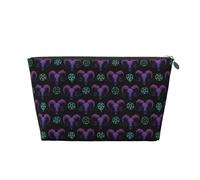 Xiso Ver Mysterious Colorful Ram Skull Leather Cosmetic Bag for Women Small Makeup Bag for Purse Travel Cosmetic Pouch for Makeup Brushes Lipsticks, Silver, One Size