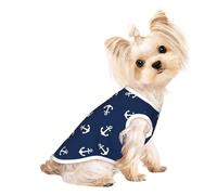 Xiso Ver Nautical Themed Simple Anchors Print Dog Shirts Elastic Soft Dog T-Shirts Breathable Pet Clothes Spring Summer Pet Apparel Tee Shirt for Puppy Kitty Cats Small Medium Dogs