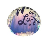 Xiso Ver Not All Those Who Wander Are Lost Shower Cap for Women Double Waterproof Layers Bath Hats Elastic and Reusable Hair Caps for Long Thick Hair Soft Bath Shower Hair Hat