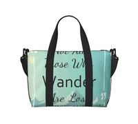 Xiso Ver Not All Those Who Wander Are Lost Travel Bag for Women Men Weekender Bags Carry on Overnight Bag Tote Bag Yoga Gym Bag for Gym, Work, Weekend, Travel, Personal Items, Black, One Size