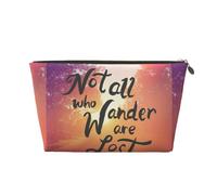 Xiso Ver Not All Who Wander Are Lost Leather Cosmetic Bag for Women Small Makeup Bag for Purse Travel Cosmetic Pouch for Makeup Brushes Lipsticks, Gold, One Size