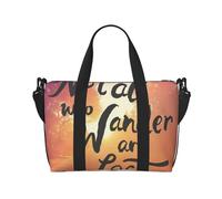 Xiso Ver Not All Who Wander Are Lost Travel Bag for Women Men Weekender Bags Carry on Overnight Bag Tote Bag Yoga Gym Bag for Gym, Work, Weekend, Travel, Personal Items, Black, One Size
