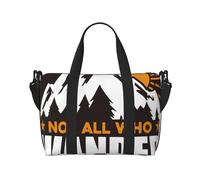 Xiso Ver Not All Who Wander Are Lost4 Travel Bag for Women Men Weekender Bags Carry on Overnight Bag Tote Bag Yoga Gym Bag for Gym, Work, Weekend, Travel, Personal Items, Black, One Size