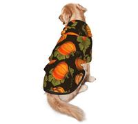 Xiso Ver Orange Pumpkin Autumn Maple Falling Leaves Dog Hoodie Soft and Warm Dog Hoodie Sweater with Leash Hole and Pocket Dog Winter Sweatshirt Warm Pet Clothes for Medium Large Dogs