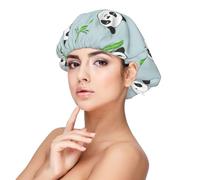 Xiso Ver Panda Bamboo Twigs Satin Bonnet Silk Bonnet for Sleeping with Adjustable Straps Hair Cap Double Layer Satin Lined Sleep Caps for Women's Natural & Curly Hair