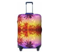 Xiso Ver Panda with Sunglasses Luggage Cover Washable Elastic Suitcase TSA Approved Stylish Dust and Scratch Resistant Luggage Protector for Kids Adults, Palm trees at sunset, S (18.8-20.8 in suitcase