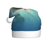 Xiso Ver Paradise Island In The Form Of Heart Santa Hat Christmas Hats for Adults Holiday Unisex Plush Beanie for Xmas New Year Party Headwear
