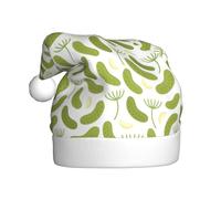 Xiso Ver Pickled Cucumbers Santa Hat Christmas Hats for Adults Holiday Unisex Plush Beanie for Xmas New Year Party Headwear