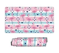 Xiso Ver Pink Striped Flamingo Large Gaming Mouse Pad 29.5 x 15.8 in Keyboard Mouse Mat Desk Keyboard Pad for Work, Play, Office, Home with Non-Slip Rubber Base Stitched Edges