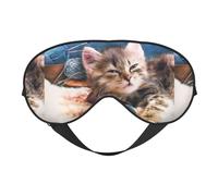 Xiso Ver Playful Cat Sleep Mask Adjustable Double -Sided Eye Mask Soft Sleeping Eye Covers for Sleeping Perfect Shading Reduce Eye Edema