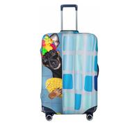 Xiso Ver Prague Ratter Dog in Bathtub Luggage Cover Washable Elasticated Luggage Covers for Suitcase tsa Approved Stylish Dust and Scratch Resistant Luggage Case Protector for Kids and Adults