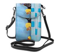 Xiso Ver Prague Ratter Dog in Bathtub Print Small Crossbody Bags for Women Leather Cell Phone Purses Mini Leather Shoulder Handbag Adjustable Strap