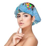 Xiso Ver Prague Ratter Dog in Bathtub Satin Bonnet Silk Bonnet for Sleeping with Adjustable Straps Hair Cap Double Layer Satin Lined Sleep Caps for Women's Natural & Curly Hair