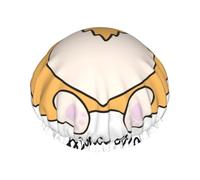 Xiso Ver Prince Corgi Dog Shower Cap for Women Double Waterproof Layers Bath Hats Elastic and Reusable Hair Caps for Long Thick Hair Soft Bath Shower Hair Hat