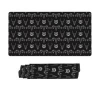 Xiso Ver Ram and Tiger Skulls Large Gaming Mouse Pad 29.5 x 15.8 in Keyboard Mouse Mat Desk Keyboard Pad for Work, Play, Office, Home with Non-Slip Rubber Base Stitched Edges