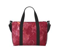 Xiso Ver Red Marble Texture Travel Bag for Women Men Weekender Bags Carry on Overnight Bag Tote Bag Yoga Gym Bag for Gym, Work, Weekend, Travel, Personal Items, Black, One Size