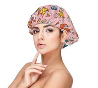 Xiso Ver Retro 70s Hippie Satin Bonnet Silk Bonnet for Sleeping with Adjustable Straps Hair Cap Double Layer Satin Lined Sleep Caps for Women's Natural & Curly Hair