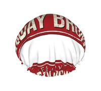 Xiso Ver Retro Sunday Brunch Shower Cap for Women Double Waterproof Layers Bath Hats Elastic and Reusable Hair Caps for Long Thick Hair Soft Bath Shower Hair Hat