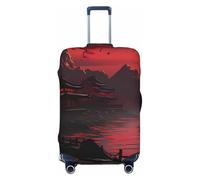 Xiso Ver Riverside Full Moon Luggage Cover Washable Elasticated Luggage Covers for Suitcase tsa Approved Stylish Dust and Scratch Resistant Luggage Case Protector, Black, X-L (28.3-31.5 in suitcase)