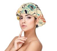 Xiso Ver Rockets Satin Bonnet Silk Bonnet for Sleeping with Adjustable Straps Hair Cap Double Layer Satin Lined Sleep Caps for Women's Natural & Curly Hair