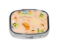 Xiso Ver Scandinavian Style Hygge Pill Box Portable Metal Pill Organizer 2 Compartment Medicine Small Pill Case for Purses Compact Travel Medicine Holder for Vitamins Medication