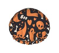 Xiso Ver Scary Ghostly Monsters Shower Cap for Women Double Waterproof Layers Bath Hats Elastic and Reusable Hair Caps for Long Thick Hair Soft Bath Shower Hair Hat