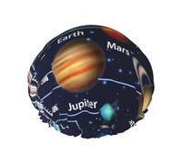 Xiso Ver Solar System Temperatures Diagram Shower Cap for Women Double Waterproof Layers Bath Hat Elastic and Reusable Hair Caps for Long Thick Hair Soft Bath Shower Hair Hats