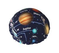 Xiso Ver Solar System Temperatures Diagram Shower Cap for Women Double Waterproof Layers Bath Hats Elastic and Reusable Hair Caps for Long Thick Hair Soft Bath Shower Hair Hat