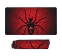 Xiso Ver Spider on The Web Large Gaming Mouse Pad 29.5 x 15.8 in Keyboard Mouse Mat Desk Keyboard Pad for Work, Play, Office, Home with Non-Slip Rubber Base Stitched Edges