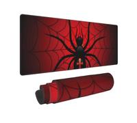 Xiso Ver Spider on The Web Large Gaming Mouse Pad 31.5 x 11.8in Keyboard Mouse Mat Desk Keyboard Pad for Work, Play, Office, Home with Non-Slip Rubber Base Stitched Edges