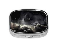 Xiso Ver Starry Sky Nebula Pill Box Portable Metal Pill Organizer 2 Compartment Medicine Small Pill Case for Purses Compact Travel Medicine Holder for Vitamins Medication