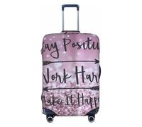 Xiso Ver Staying Positive Luggage Cover Washable Elasticated Luggage Covers for Suitcase tsa Approved Stylish Dust and Scratch Resistant Luggage Case Protector, Black, S (18.8-20.8 in suitcase)