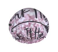 Xiso Ver Staying Positive Shower Cap for Women Double Waterproof Layers Bath Hats Elastic and Reusable Hair Caps for Long Thick Hair Soft Bath Shower Hair Hat