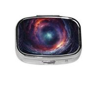 Xiso Ver Technological Nebula Pill Box Portable Metal Pill Organizer 2 Compartment Medicine Small Pill Case for Purses Compact Travel Medicine Holder for Vitamins Medication