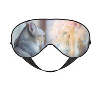 Xiso Ver The Cat Looks in The Mirror Sleep Mask Adjustable Double -Sided Eye Mask Soft Sleeping Eye Covers for Sleeping Perfect Shading Reduce Eye Edema
