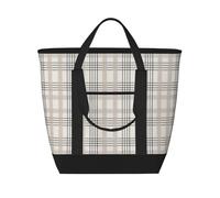 Xiso Ver Traditional Scottish Checkered Insulated Cooler Bag Large Insulated Lunch Box Shopping Freezer Grocery Bags Reusable Insulated Leakproof Lunch Tote for Shopping, Traveling, Beach & Picnic