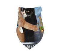 Xiso Ver Two Brave Cats are Floating On The Sea Iceberg Dog Bandana -1 Pack Premium Durable Triangle Scarf Washable Make Your Pooch Stand Out Dog Bandana Boy Birthday Suitable for Neutral Large Dogs