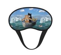 Xiso Ver Two Brave Cats Print Sleep Mask Adjustable Eye Mask Soft Sleeping Eye Covers for Sleeping Perfect Shading Reduce Eye Edema