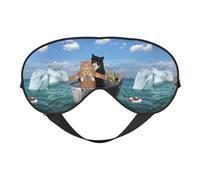 Xiso Ver Two Brave Cats Sleep Mask Adjustable Double -Sided Eye Mask Soft Sleeping Eye Covers for Sleeping Perfect Shading Reduce Eye Edema