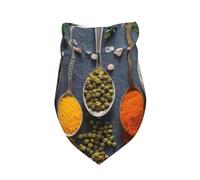 Xiso Ver Various Herbs and Spices in Spoons Dog Bandana -1 Pack Premium Durable Triangle Scarf Washable Make Your Pooch Stand Out Dog Bandana Boy Birthday Suitable for Neutral Large Dogs