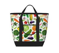 Xiso Ver Vegetables2 Insulated Cooler Bag Large Insulated Lunch Box Shopping Freezer Grocery Bags Reusable Insulated Leakproof Lunch Tote for Shopping, Traveling, Beach & Picnic